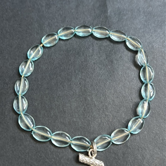 Women’s vintage dainty‎ baby blue/silver beaded cherry charm bracelet one size - Picture 5 of 7